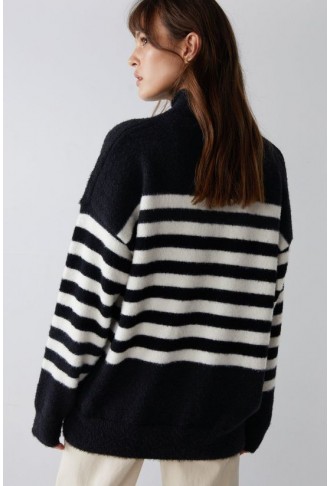 Stripe Funnel Neck Jumper