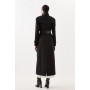 Compact Stretch Belted Double Breasted Maxi Tailored Coat