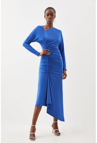 Jersey Crepe Ruched Long...