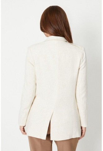 Linen Longline Double Breasted Blazer