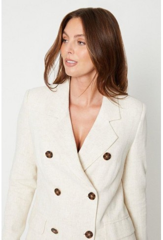 Linen Longline Double Breasted Blazer