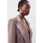 Tailored Viscose Satin Back Crepe Double Lapel Single Breasted Blazer