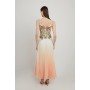 Floral Chemical Lace And Slub Organdie Mix Woven Strappy Maxi Dress