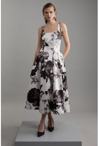 Rose Floral Twill Prom Dress