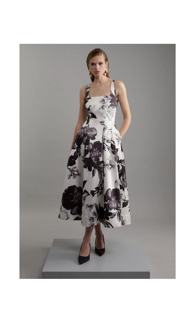 Rose Floral Twill Prom Dress