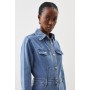 Denim Long Sleeve Midi Shirt Dress