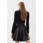 Knitted Skater Dress With Pu Detailing