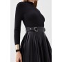 Knitted Skater Dress With Pu Detailing