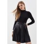 Knitted Skater Dress With Pu Detailing