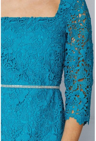 Premium Lace Embellished Waist Midi Dress