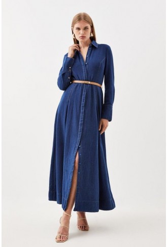 Cotton Maxi Woven Shirt Dress