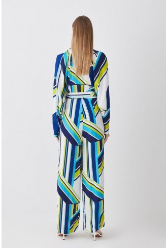 Tall Bold Stripe Belted Woven Jumpsuit