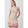 Crystal Applique Deep V Woven Mini Dress