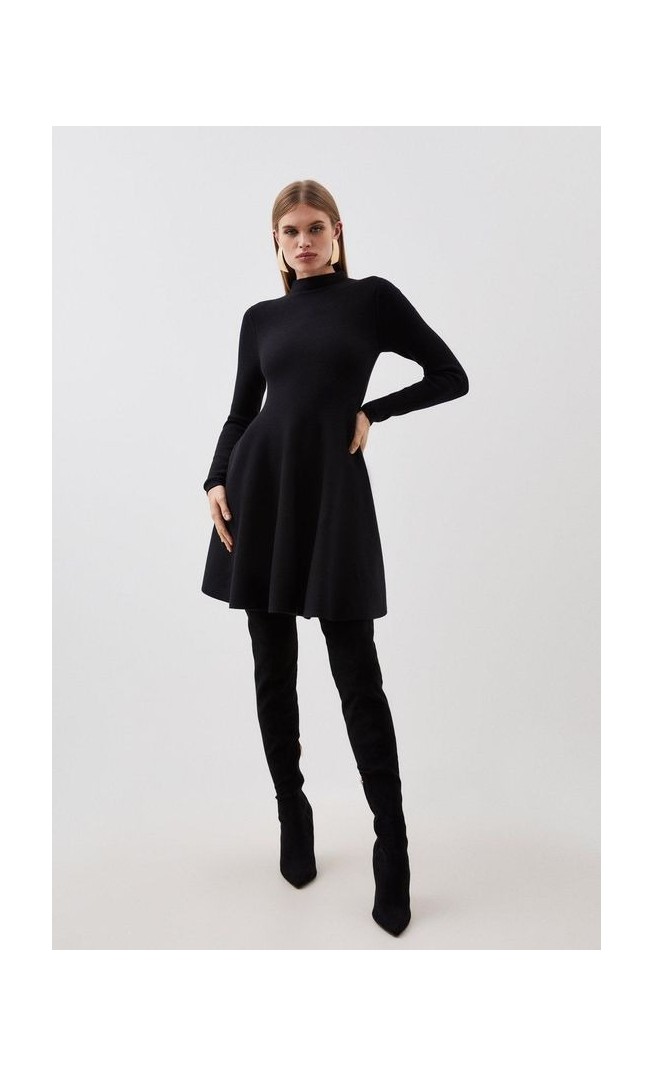 Viscose Blend Full Circle Knit Mini Dress