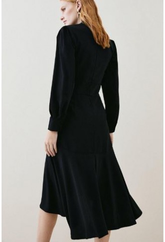 Buy Karen Millen Soft Tailored High Low Sleeved Midi Dress In Black