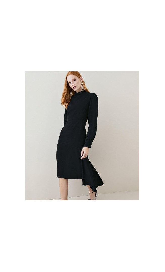 Buy Karen Millen Soft Tailored High Low Sleeved Midi Dress In Black