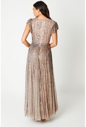 Party Sequin V Neck Maxi Dress