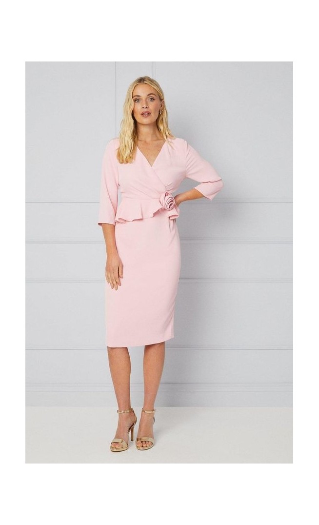 Petite Occasion Corsage Tailored Formal Midi Dress