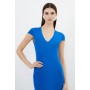 V Neck Cap Sleeve Summer Knit Column Dress