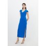 V Neck Cap Sleeve Summer Knit Column Dress