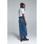 Long denim skirt with slit