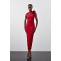 Karen Millen Red Ruched Bodycon Maxi Dress