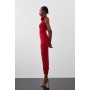 Karen Millen Red Ruched Bodycon Maxi Dress