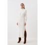 Viscose Blend Funnel Neck Cable Knit Maxi Dress