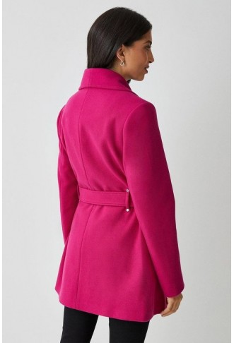 Short Collar Detail Wrap Coat