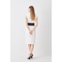 Tall Structured Crepe Forever Cap Sleeve Belted Dress