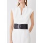 Tall Structured Crepe Forever Cap Sleeve Belted Dress