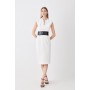 Tall Structured Crepe Forever Cap Sleeve Belted Dress