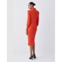 Buy Karen Millen Tall Compact Crepe Wrap Waist Pencil Midi Dress In Orange