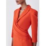 Buy Karen Millen Tall Compact Crepe Wrap Waist Pencil Midi Dress In Orange