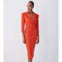 Buy Karen Millen Tall Compact Crepe Wrap Waist Pencil Midi Dress In Orange