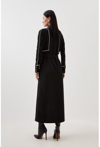 Contrast Twill Woven Midaxi Dress