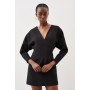 Tailored Compact Stretch Rounded Sleeve Mini Dress