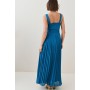 Top Stitch And Pleat Detail Woven Maxi Dress