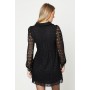 Lace Collared Button Front Lined Mini Dress