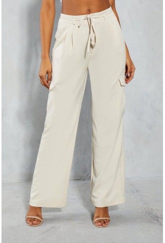 Tie Waist Pocket Relaxed Cargo Trousers