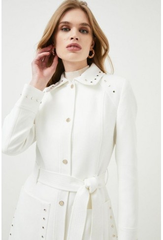 Compact Stretch Stud & Eyelet Statement Coat