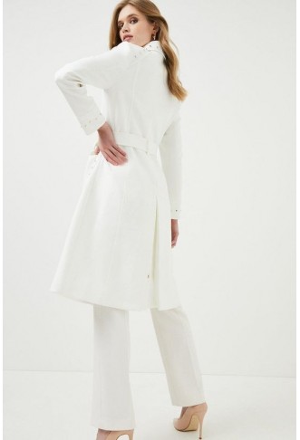 Compact Stretch Stud & Eyelet Statement Coat