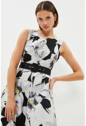 Perfect Fit Ponte Panelled Jacquard Midi Dress