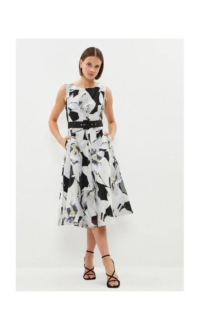 Perfect Fit Ponte Panelled Jacquard Midi Dress