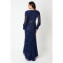 Sequin Cross Front Gown With Blouson Sleeve