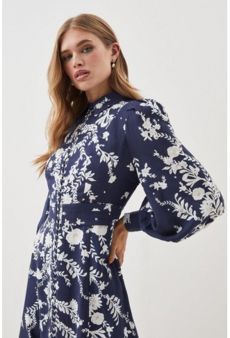 Lydia Millen Floral Embroidery Print Woven Mini Dress