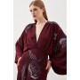 Plunge Embellished Woven Kimono Sleeve Maxi Dress