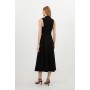 Compact Viscose Embroidery Drape Shoulder Maxi Dress