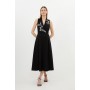 Compact Viscose Embroidery Drape Shoulder Maxi Dress