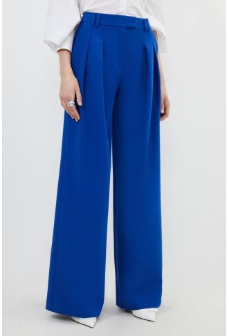 Petite Clean Tailored Pleated Wide Leg Trousers